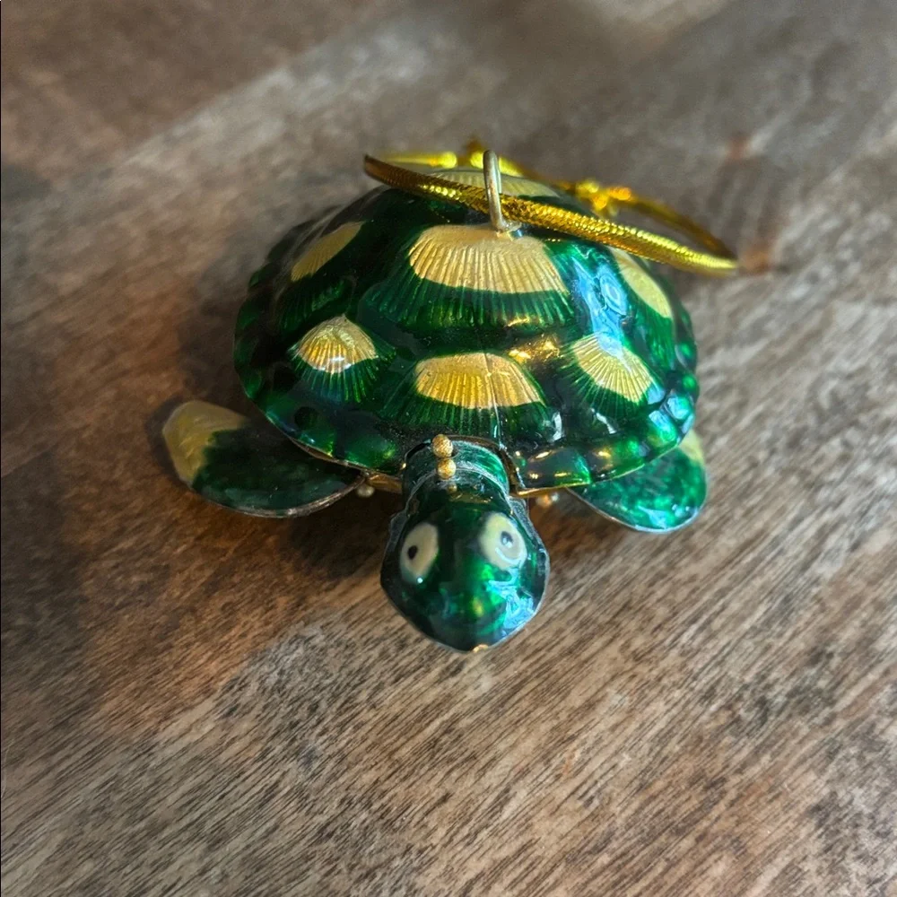 Green Turtle Ornament with Gold Accents - Picture 2 of 4